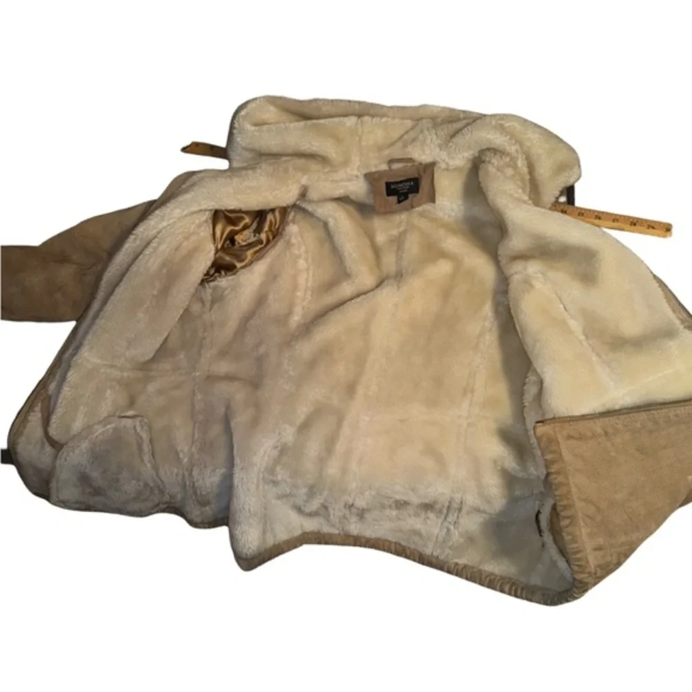 Y2K Sonoma Suede shell -Sherpa interior in beige size Large full zip coat‎